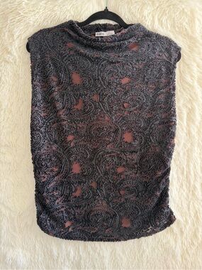 Devoted Womens Whimsigoth Velvet Burnout Sleeveless Mock Top Size L Black Witchy